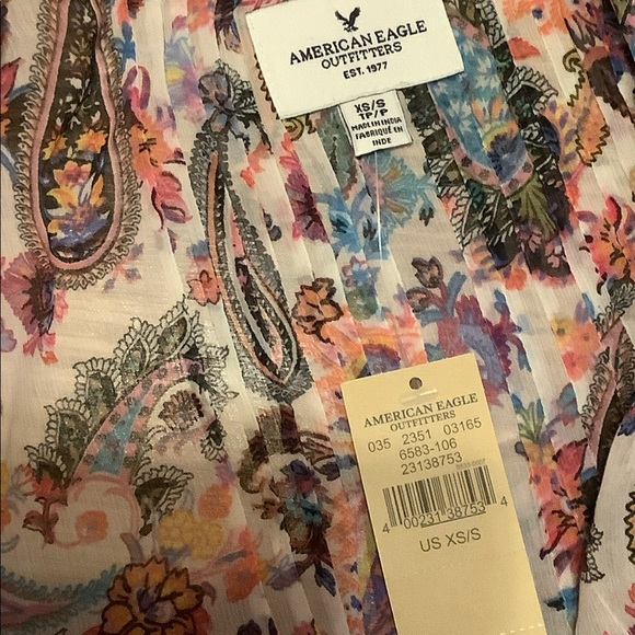 New American Eagle Ruffle Patterned Kimono XS/S Boho - Picture 7 of 7